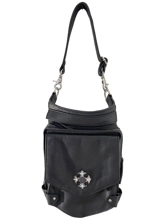 Harley-Davidson Handbags - Harley Davidson Black Leather Hip Bag with Cross Logo